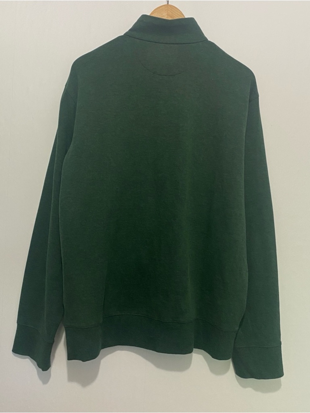 POLO Ralph Lauren Luxury Jersey Quarter-Zip Pullover Sweater Large Green Casual - Picture 4 of 8